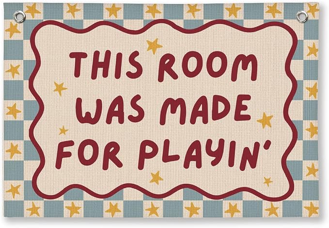 Playroom Boy Girl Wall Decor, Toddler Playroom Decor Hanging Linen Banner,Play Room Wall Decor for Nursery Nursery, 20x30 Inch