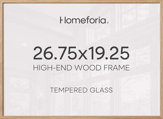Homeforia 19.25x26.75 Puzzle Frame Wooden, High End Natural Oak 19.25 x 26.75 Picture Frames Light Wood without Mat, 26.75x19.25 Frame for Wall, 19.25by26.75 Frames, Tempered Glass, Wall Kit, Set of 1