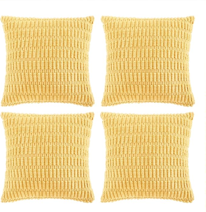 Fancy Homi 4 Packs Decorative Throw Pillow Covers for Living Room Couch Bed, Modern Farmhouse Boho Home Décor Accent Cushion Case, 20" x 20", Yellow