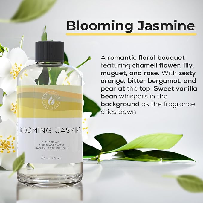 Aroma Country Blooming Jasmine Luxury Diffuser Oil Refill (8.5 Fl Oz) | Hotel-Inspired • Long-Lasting Home Fragrance • for Aromatherapy, Reed Diffusers, Diffuser Machines & Room Sprays