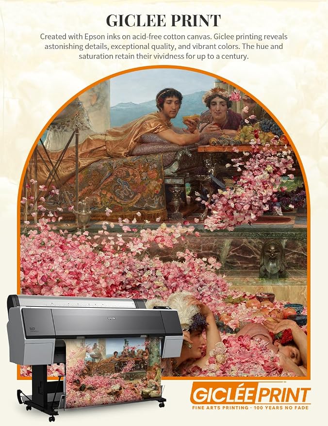 DECORARTS - The Roses of Heliogabalus by Lawrence Alma-Tadema. World Famous Giclee Canvas Reproduction with Custom Frame Options, Decorative Wall Art for Living Room or Hallway, Ready to Hang