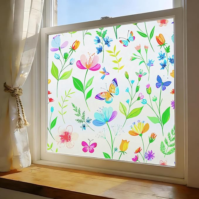 Window Film, Frosted Privacy, One Way Tint, UV Block, Heat Insulation, Anti-Glare, Static Cling, Renter Friendly for Home Bathroom Door