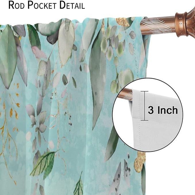 YCness Kid Forest Woodland Animal Fox Elk Bear Watercolor Print Curtains for Nursery Bedroom Living Room, Rustic Safari Wild Animal Blackout Window Drapes 2 Panel Set, 42x45 Inch