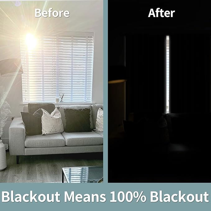 BGment Short Black Full Blackout Curtains with Liner Thermal Curtains 45 Inch Long, Rod Pocket and Back Tab Double Layer Black Out Privacy Curtains for Bedroom (52 x 45 Inch, 2 Panels)