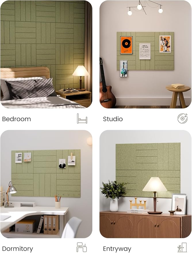 Fluxynara Large Felt Bulletin Board 48" x 36" Cork Board Alternative - 6 Pack with 32 Safe Removable Adhesive Tabs, Cork Boards for Walls Cork Board for Home Office Classroom Pin Board -Olive Green