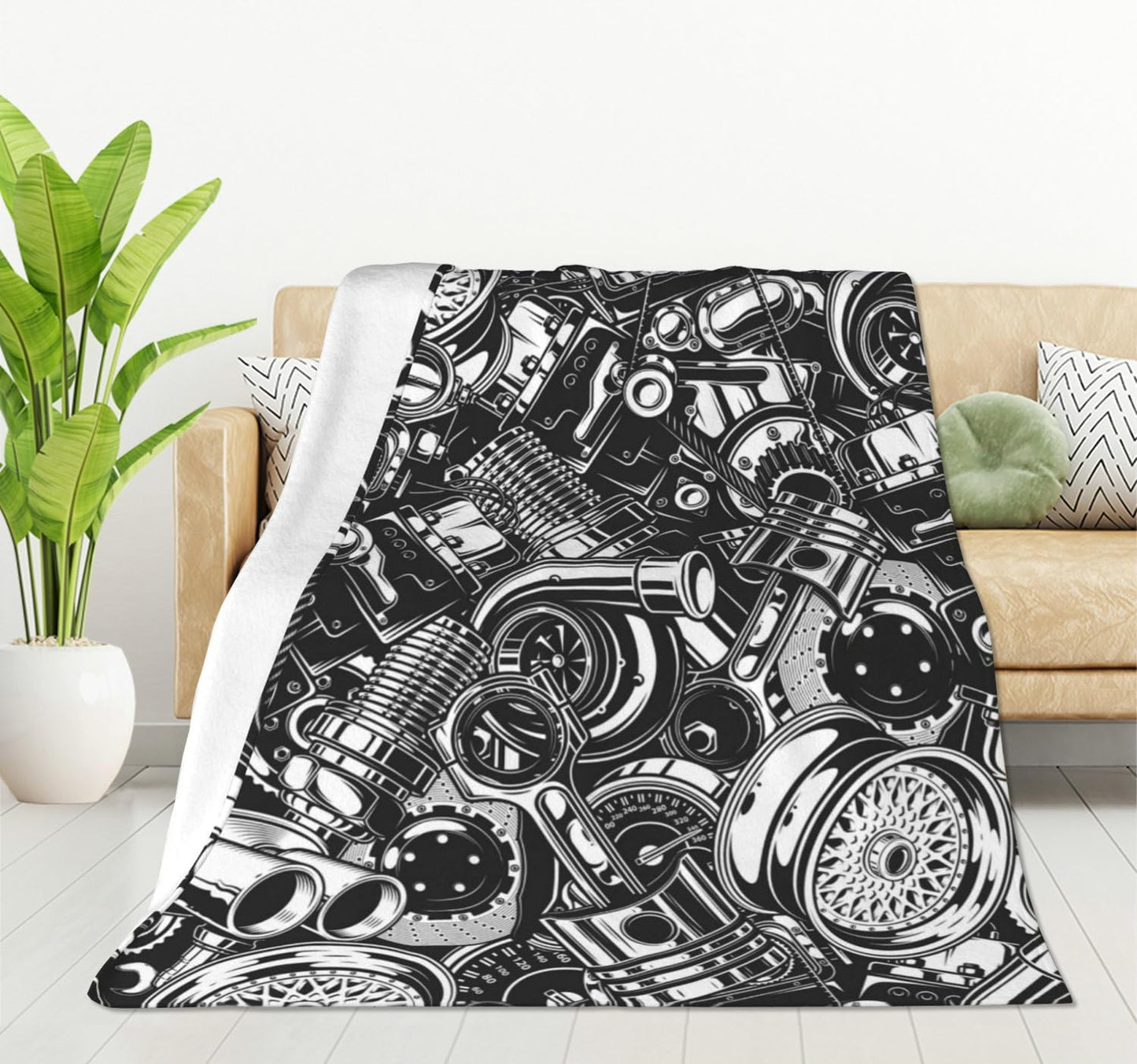 HGOD DESIGNS Automobile Car Parts Pattern Flannel Fleece Bed Blanket Throw Blanket Lightweight Cozy Plush Blanket for Bedroom Living Rooms Sofa Couch 40"x50"