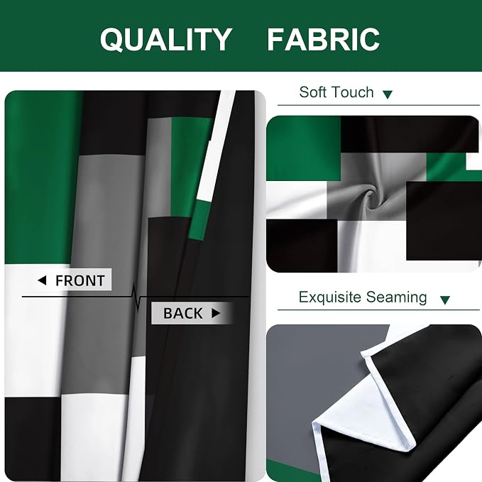Tyrot Green Blackout Curtains for Bedroom 63 inch Long 2 Panels Set Black Grey White Modern Abstract Geometric Black Out Curtains Insulated Room Darkening Window Drapes for Living Room, 52Wx63L