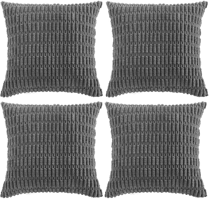 Fancy Homi 4 Packs Decorative Throw Pillow Covers for Living Room Couch Bed, Modern Farmhouse Boho Home Décor Accent Cushion Case, 22" x 22", Dark Gray