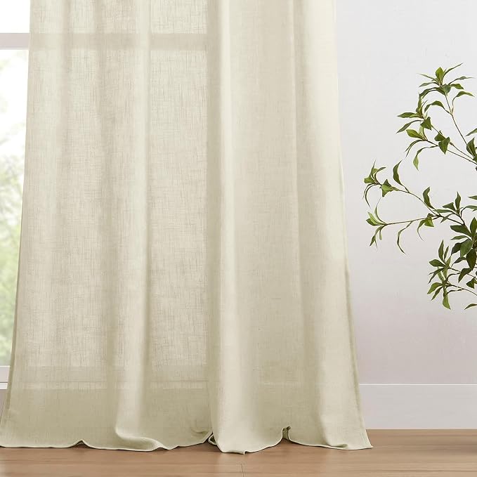 Joydeco Linen Curtains 72 Inch Length 2 Panels Set, Light Filtering Curtains for Bedroom Living Room,Linen Blend Drapes 52 Inches Wide with Back Tab Rod Pockets (W52 x L72 Inch, Natural)