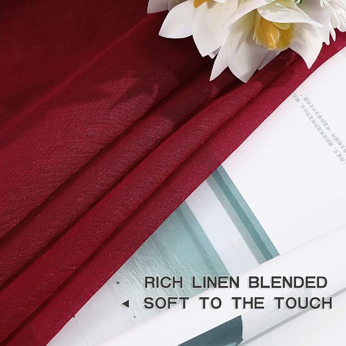 MIULEE 2 Panels Burgundy Red Semi Sheer Window Curtains Elegant Christmas Decor Grommet Top Voile Drapes Window Treatment Linen Textured Panels for Bedroom Living Room (54X63 inch Length)