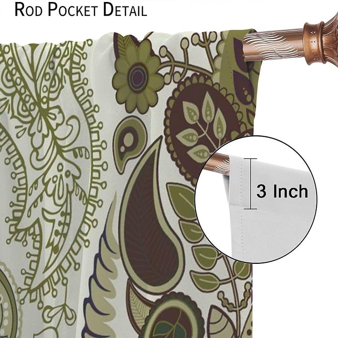 Tribal-Inspired Printed Curtains, Bohemian-Themed Abstract Tropical Botanical Patterns, Blackout Curtains for Bedrooms, Living Rooms and Offices.42X63 Inch
