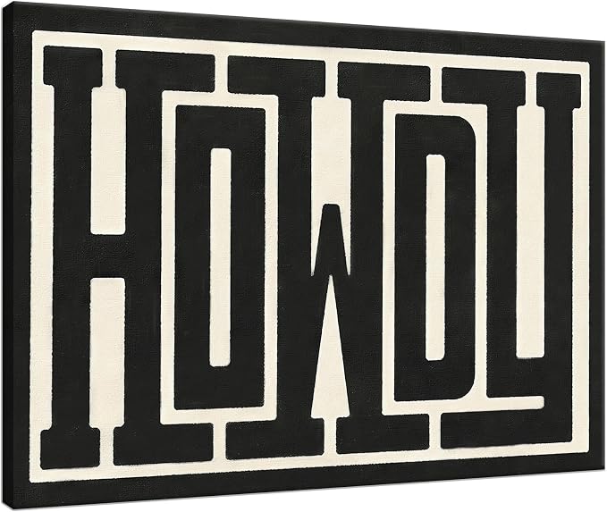 QIYFFBN Framed Funky Big Howdy Canvas Wall Art Western Modern Decor Black and White Southwestern Country Ranch Sign Picture Print Minimalism Trendy Farmhouse Living Room Poster Art(12x16in Framed)