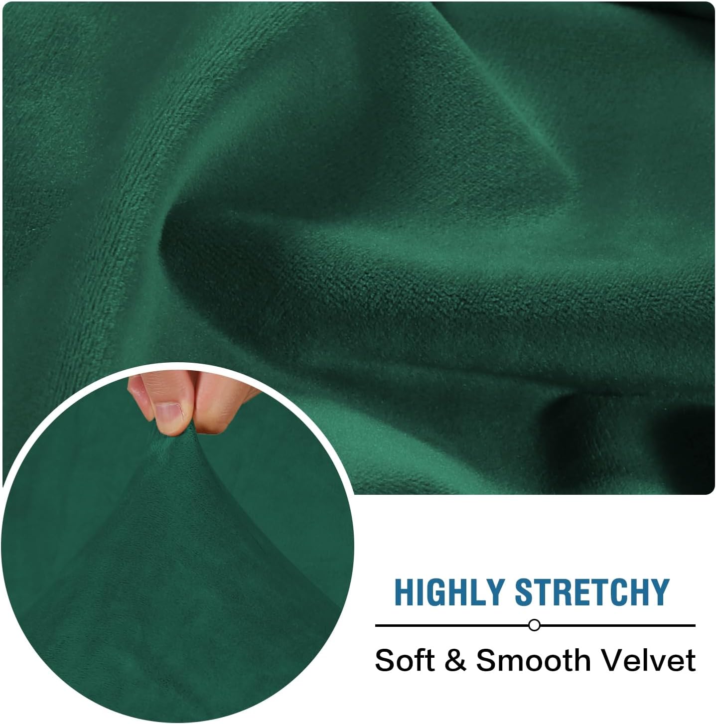 H.VERSAILTEX Velvet Stretch Couch Cushion Cover Plush Cushion Slipcover for Sofa Cushion Furniture Protector Seat Cushion Sofa Cover (3 Piece Sofa Cushion Covers, Vintage Green)