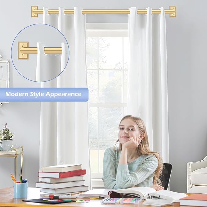 TANGWIN Gold Wrap Around Curtain Rods for Windows 36 to 72":Blackout Heavy Duty Adjustable Curtain Rod Room Darkening,Modern Industrial Curved French Return Metal Drapery Rods Easy Install,Brass Gold