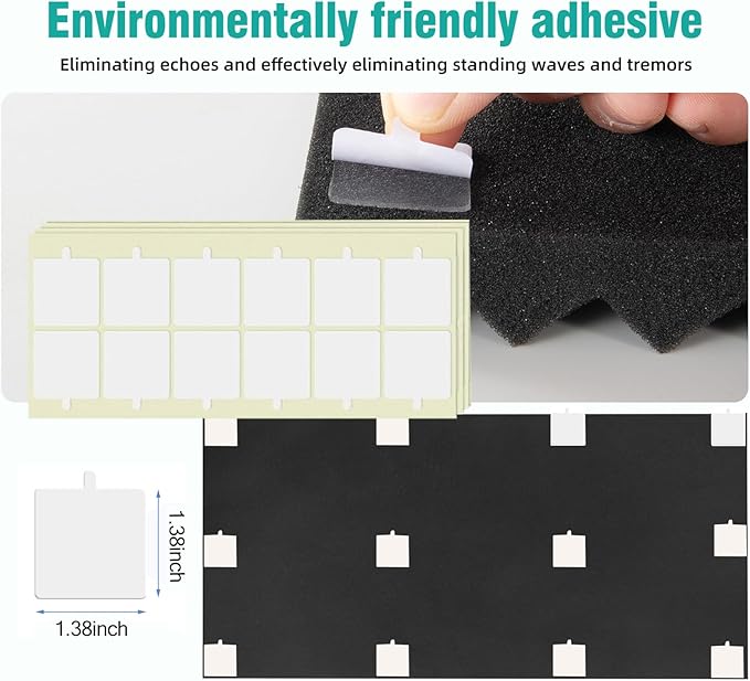 4 Pack Black Acoustic Foam Panels,48x24x2 Inch Sound Proof,High Density Soundproof Wall Panels,Fireproof Cancelling Foam Studio (Black, 4 PCS)