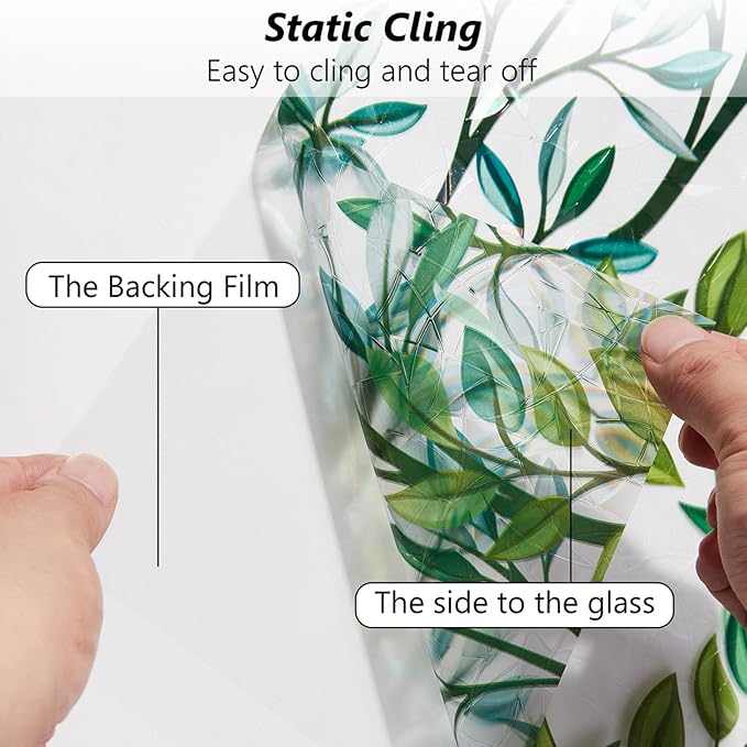 Finnez Window Privacy Film 3D Static Cling Window Film, No Glue Heat Control & 96% UV Blocking for Home Office, Decorative Frosted Glass Cover 45.2 Inch x 6.5 Feet