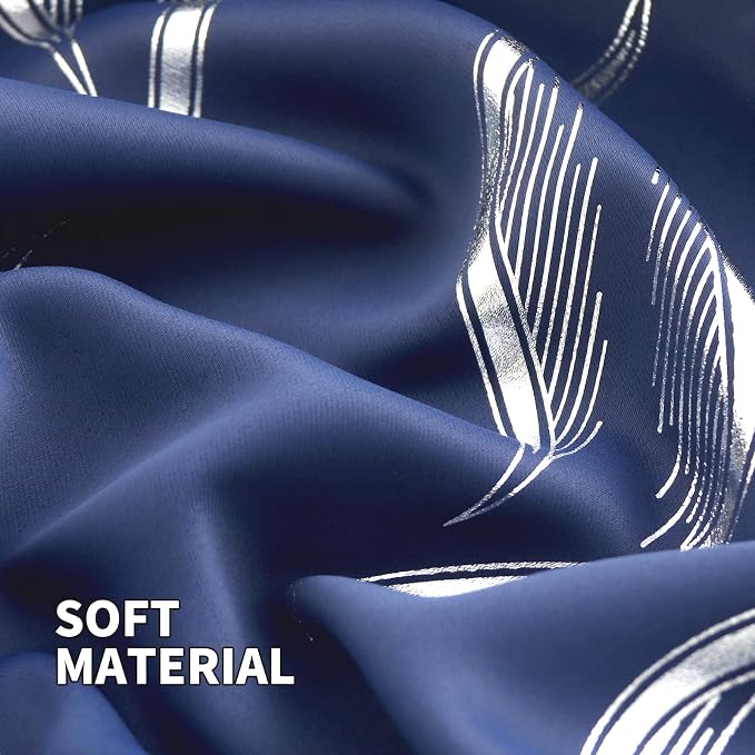 BGment Wavy Navy Blue Blackout Curtains 72 Inch Length 2 Panels Set, Thermal Insulated Privacy Grommet Window Drapes for Kids Boys Bedroom, 52 x 72 Inch