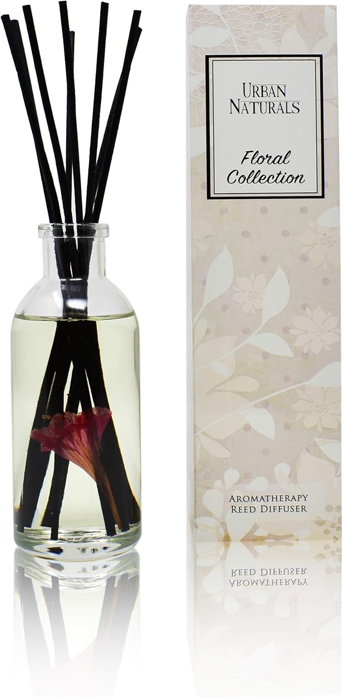 Urban Naturals Reed Diffuser Set, Honeysuckle & Jasmine - Bathroom Décor | Hyacinth, Cassis, Neroli & Geranium, Long Lasting Air Freshener for the Bedroom, Bathroom or Office, Made in the USA