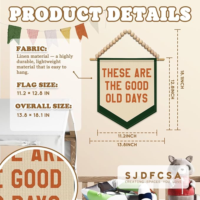 Inspirational These Are the Good Old Days Wall Art Decor, Kids Room Decor, Trendy Retro Boho Nursery Wall Hanging Display Pennant Flag for Kids Boy Girl Nursery Room Bedroom Playroom Classroom