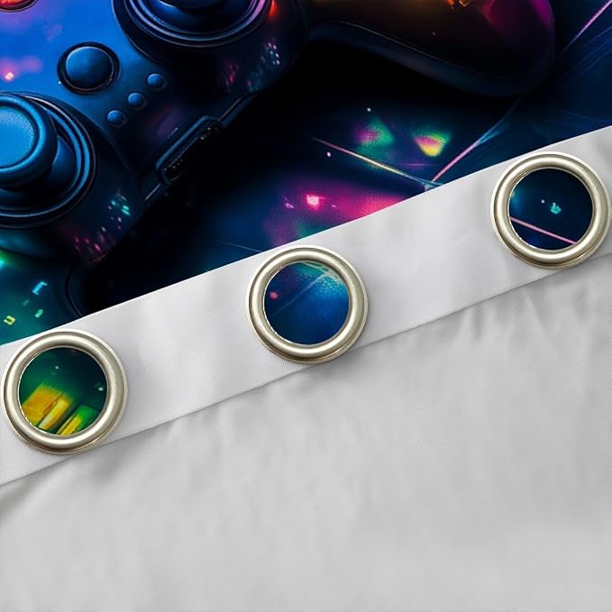 Feelyou Kids Gamer Blackout Curtains Galaxy Gaming Window Curtains Glitter Game Darkening Drapes Boys Girls Gamepad Teens Window Treatments Bedroom Decor (2 Panels, 42 x 90 Inch)