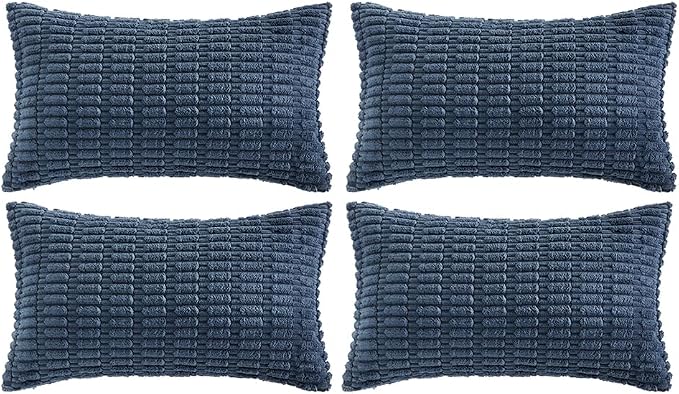 Fancy Homi 4 Packs Decorative Throw Pillow Covers for Living Room Couch Bed, Modern Farmhouse Boho Home Décor Accent Cushion Case, 24" x 12", Dusty Blue