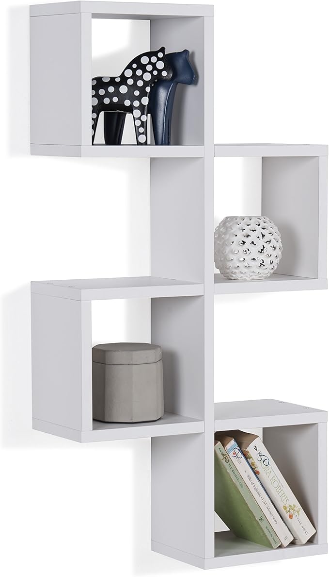 Danya B. Cubby Chessboard Wall Shelf - Horizontal or Vertical (White)