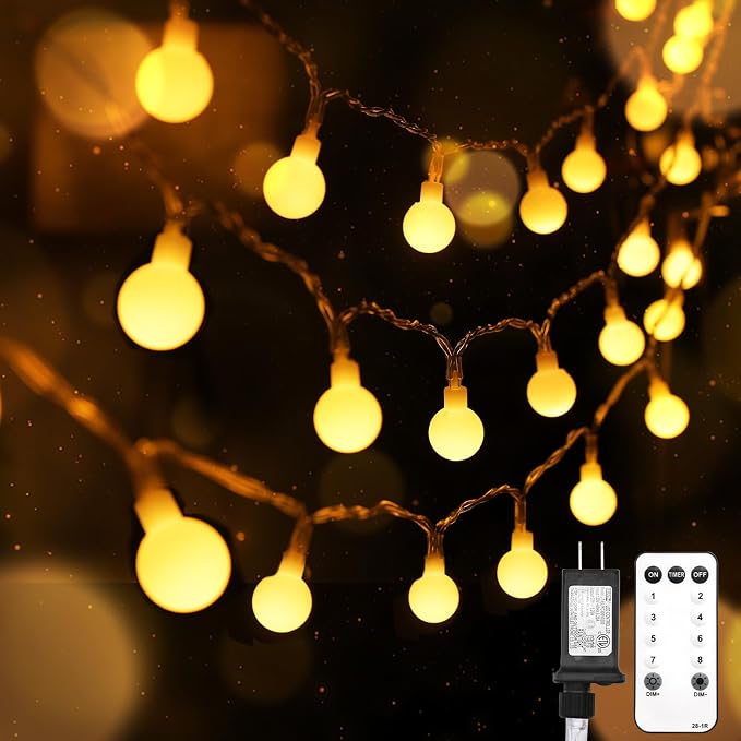 suddus 109ft Connectable Globe String Lights Plug in Remote Warm White | 300 Led Hanging Fairy Lights With Timer,String Lights for Bedroom for Bedroom, Dorm, Classroom,Indoor,Outdoor Decor