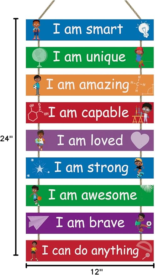 Kids Room Decor, Set of 9 Pieces Boys Room Wall Art, Motivational Wall Decor Wall Hanging Plaque for Kids Bedroom Playroom Bathroom Decorations