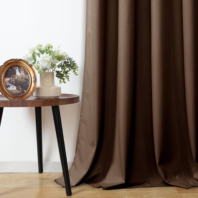 YoungsTex Brown Velvet Curtains 84 Inch Length for Living Room, Chocolate Blackout Drapes with Grommet Privacy for Dining Bedroom Room Darkening, 2 Panels, 52 X 84 Inch