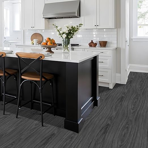 Peel and Stick Floor Tile-Wood Vinyl Flooring Roll Waterproof for Kitchen and Bathroom-15.8" x 118.1" Self Adhesive Laminate Flooring Stickers Cover 12.9 sq.ft