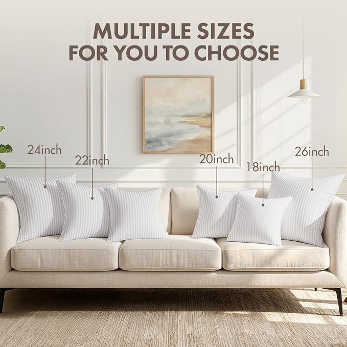 MIULEE 18x18 Throw Pillow Inserts Set of 2 Firm and Fluffy Decorative Throw Pillows for Couch Sofa Bed 100% Virgin Microfiber with Cotton Cover
