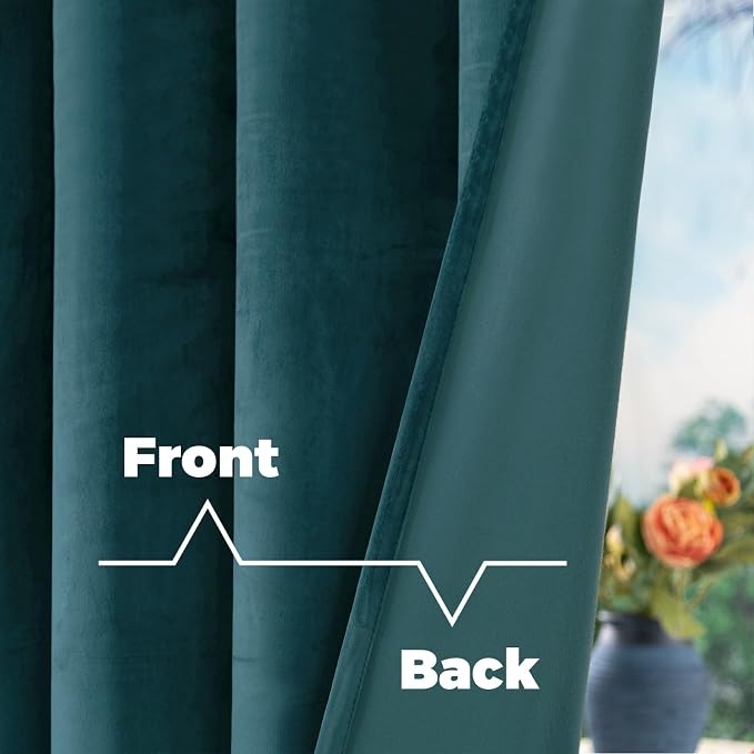 BGment Teal Velvet Blackout Curtains for Living Room, Thick Luxury Thermal Insulated Curtains 84 inches Long Noise Reduce Back Tab and Rod Pocket Super Soft Drapes for Bedroom, 2 Panels, 42 x 84 Inch