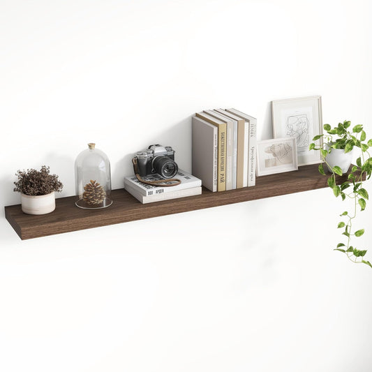 48 Inch Floating Shelves, 8 Inch Deep Floating Shelves for Wall, Hanging Shelf with Invisible Brackets, Deep Shelves for Bathroom, Bedroom, Living Room, Walnut, Set of 1
