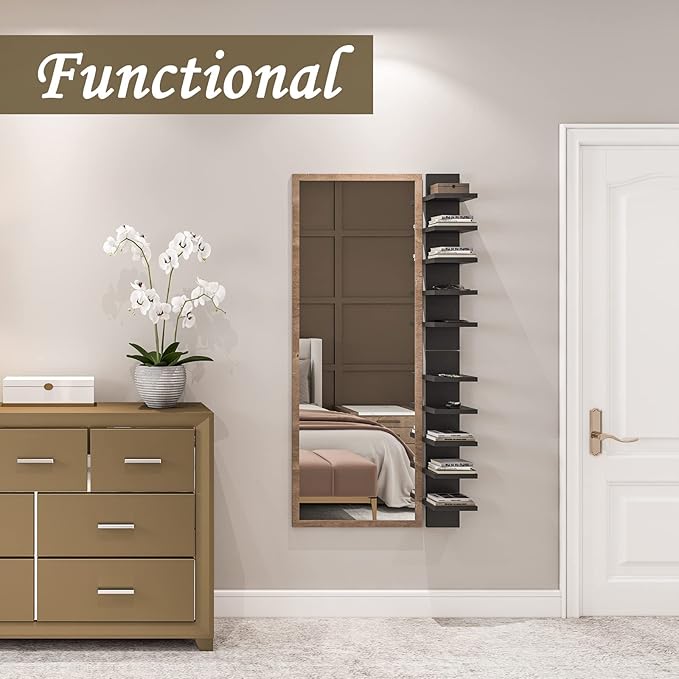 Homaterial 5 Tier Shelvesl, Vertical Column Wall Decor Mount Floating Shelves for Bedrooms, Living Rooms, Natural Finish Wall Shelf, Black