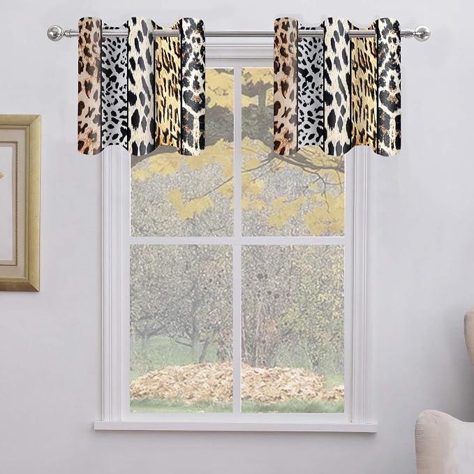 Wild Animals Print Curtain, Leopard Boa Skin Room Darkening Thermal Insulated Blackout Leopard Boa Window Drapes with Grommets for Living, Dining, Bedroom, Set of 2 Panels (42x24in)