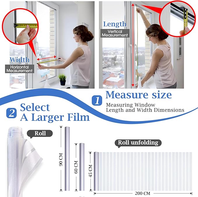 VIseeko Window Privacy Film, Blinds Style Frosted Vinyl for Glass Windows Decorative Static Cling Anti Uv Film for Home,Glass Door,Bathroom,Office