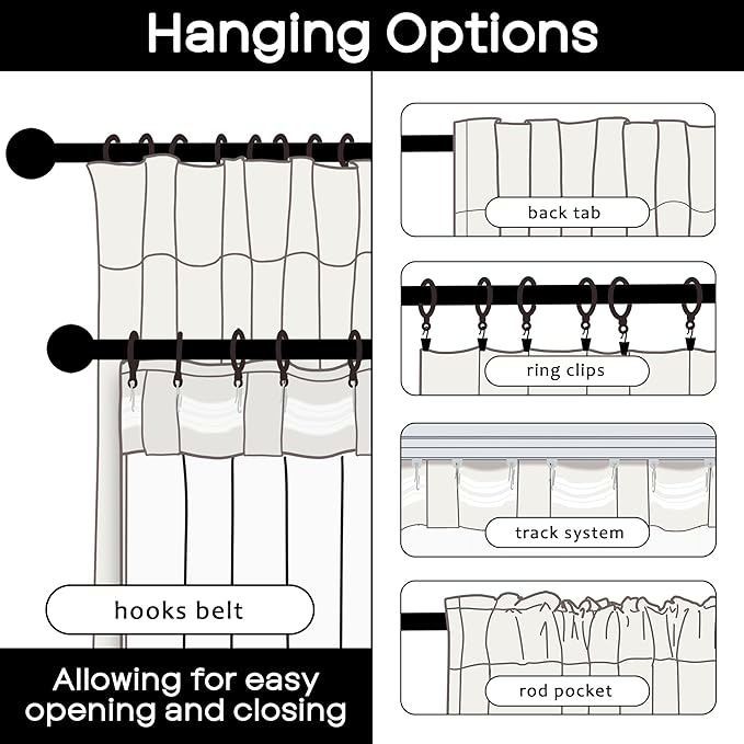 63 Inch Length Natural Linen Blackout Curtains, Rod Pocket Black Out Thermal Insulated Curtain Drapes for Bedroom 63 in Long 2 Panels Set