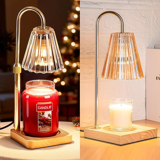 Marycele Candle Warmer Lamp for Yankee Candles, Christmas Birthday Gifts for Mom Women Sister Her, House Warming Gifts, Thanksgiving Decorations for Office Room Home Decor, Clear & Amber