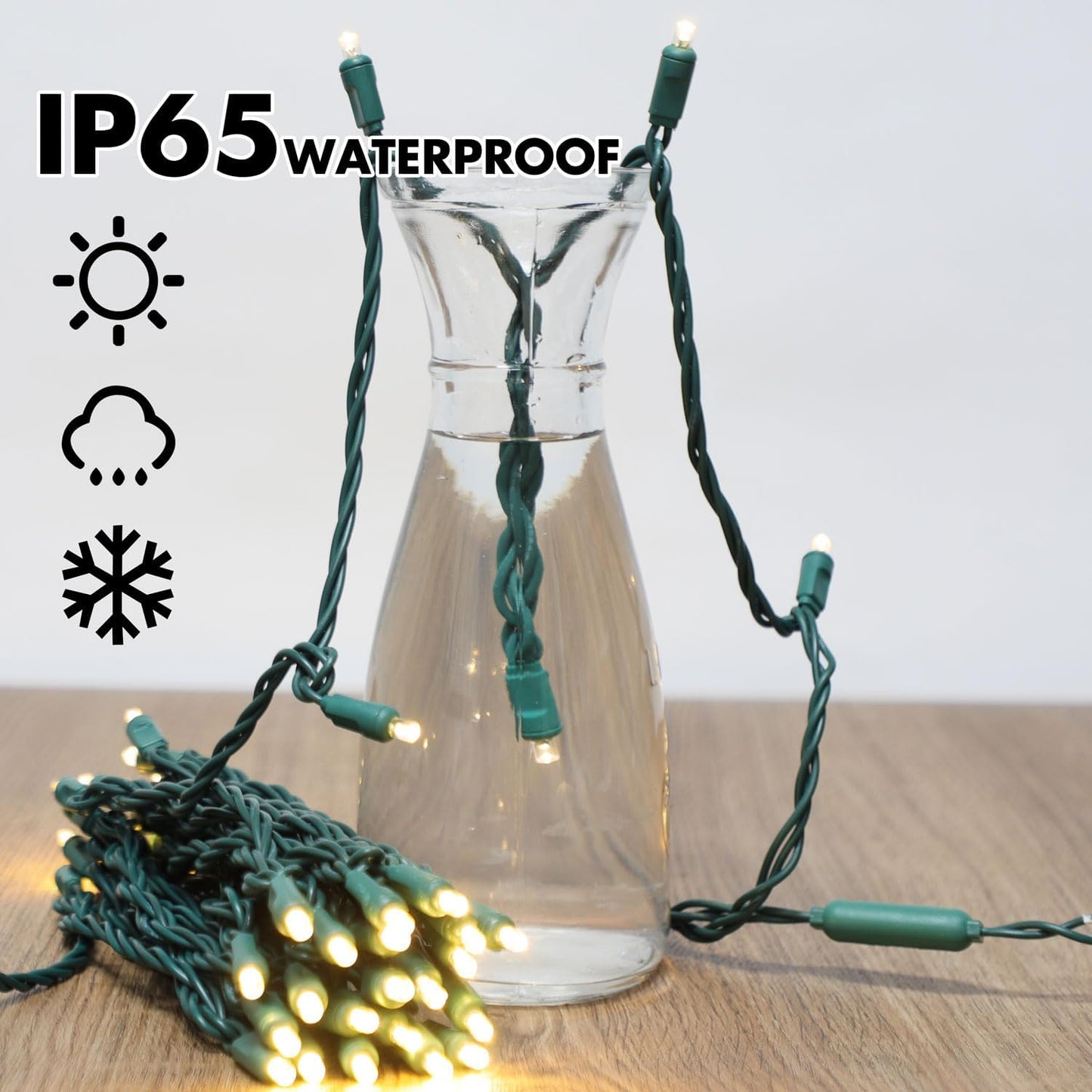200LED (4pk of 50L) String Lights,Twinkle, LED Christmas Lights, 6" SPACING,Green Wire,Warm White