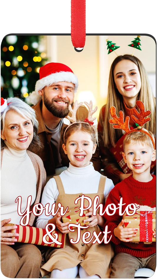 Personalized Christmas Ornaments 2025, Wood Custom Photo Text Hanging Ornament Customized Christmas Tree Decorations Gift for Family, Kids, Friends, Couples, Wedding