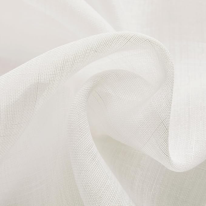 Joydeco Sheer Curtains 84 Inches Long, Cream Curtains for Living Room 2 Panels Set, Ivory Curtains Window Privacy Assured with Light Filtering(W52 x L84 Inch,Ivory)