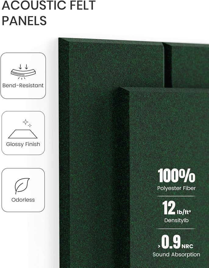 Fluxynara Large Felt Bulletin Board 48" x 36" Cork Board Alternative-12 Pack with 64 Safe Removable Adhesive Tabs, Cork Boards for Walls Cork Board for Home Office Classroom Pin Board- Pine Green