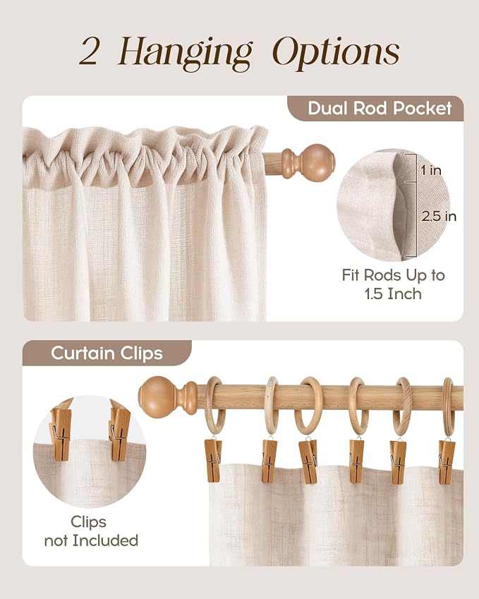 Miss Adola Sunflower Kitchen Tier Curtains - 24 Inch Length Linen Blend Farmhouse Cafe Curtains Floral Small Window Treatments Over Sink Rod Pocket for Bathroom Living Room Light Filtering, 2 Panels