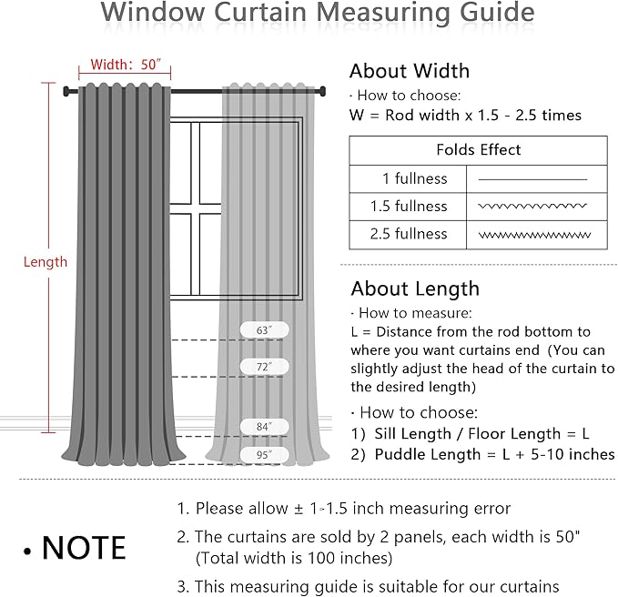 MEETSKY Boho Blackout Leaves Patterned Curtains 95 Inch Long 2 Panels Set for Bedroom, Room Darkening Dark Grey Drapes for Living Room, Thermal Insulated Rod Pocket Back Tab Window Treatment, 50"Wide