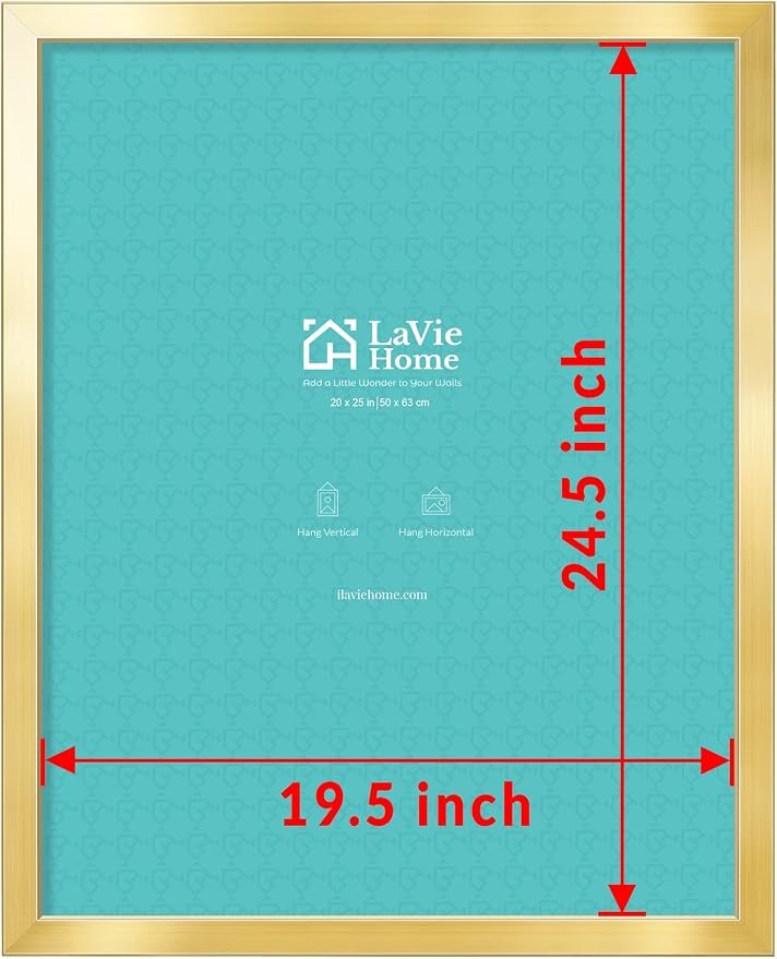 LaVie Home 20 x 25 Picture Frame, Large Poster Frame with High Definition Plexiglass, Horizontal or Vertical Wall Gallery Poster Frames Suitable for Photos, Artworks, Posters,Puzzle, Gold 1pc