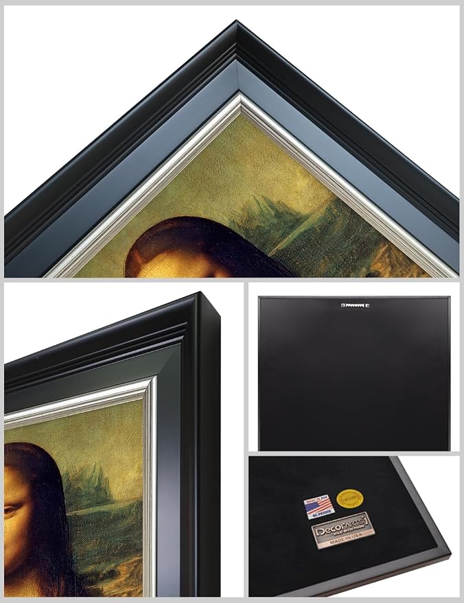 DECORARTS - Reproduction of Leonardo DaVinci's Mona Lisa. Giclee Print on Canvas. Framed Wall Art, Ready to Hang, for Home and Office Decoration. Total Size w/Frame: 15.25x21.25
