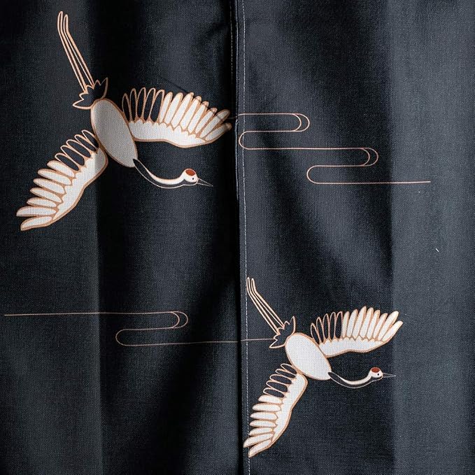 Ofat Home Japanese Doorway Curtain Noren Dark Blue Traditional Painting Tapestry Red Crowned Crane Noren Curtain Door Curtain for Kitchen Bistro Partition Shading Home Decoration 33.5X 59 in