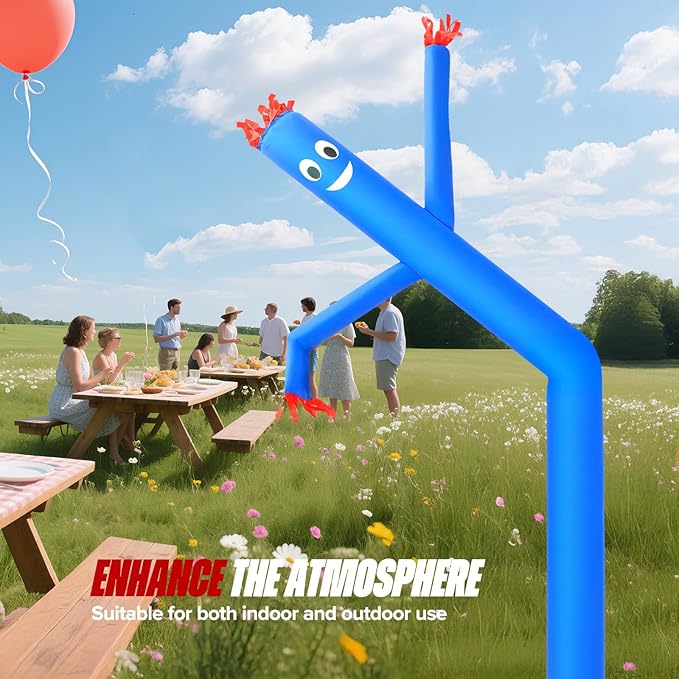 6ft Blue Sky Air Puppet Dancer Inflatable Waving Tube Man with Lights & Built-in Blower - Wacky Waving Dancing Tube Guy for Business Promotion Stand Out Christmas Advertising
