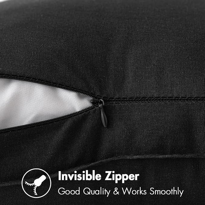 MIULEE Pack of 2 Decorative Linen Pillow Covers 20x20 Inch Black | Spring Boho Farmhouse Modern Soft Accent Throw Pillows Neutral Cushion Covers for Sofa Couch Bed Living Room Home Decor