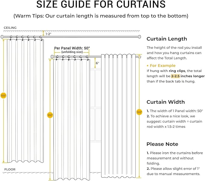 INOVADAY 100% Blackout Curtains for Bedroom, Black Out Curtains 102 Inch Long, Clip Rings Linen Blackout Drapes, Thermal Insulated Room Darkening for Living Room, 2 Panels - Oatmeal,W50xL102